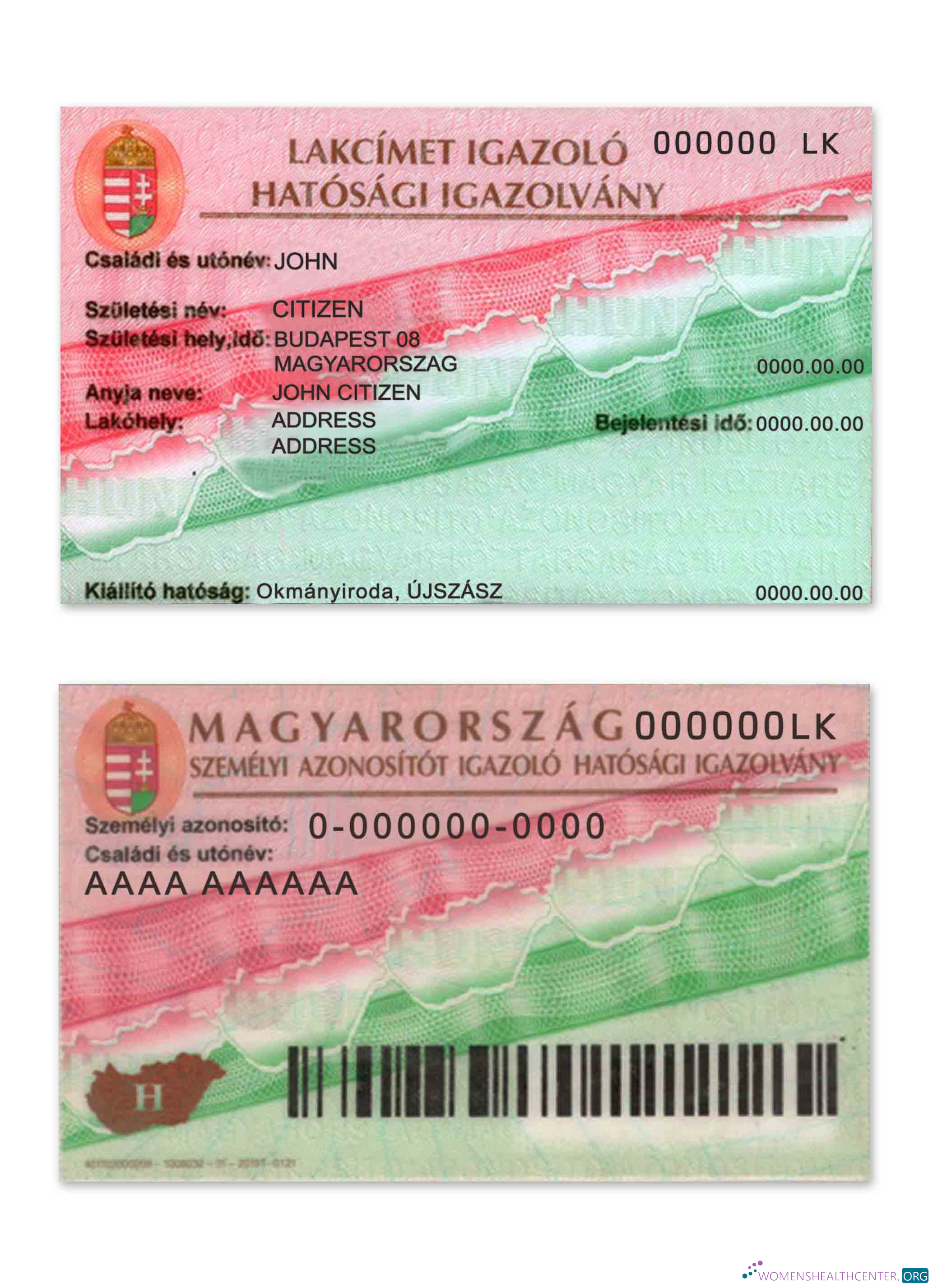 Download Hungary certificate proof of residence Photoshop template